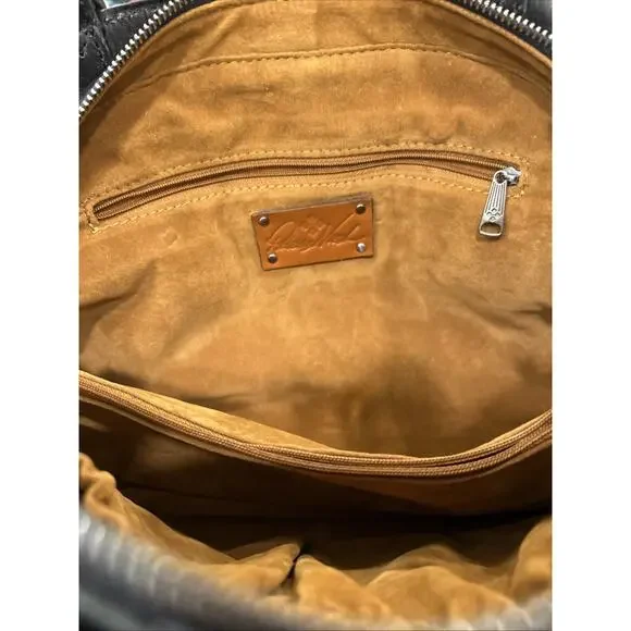 Patricia‎ Nash Macellara Oval Satchel Heritage black Leather Shoulder bag Purse - Picture 14 of 16